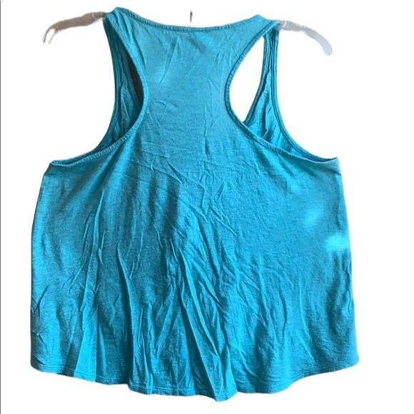 MUDD Crop Top Racer Back Solid Blue Lace Cotton Blend Sleeveless Blouse size L - Picture 6 of 7